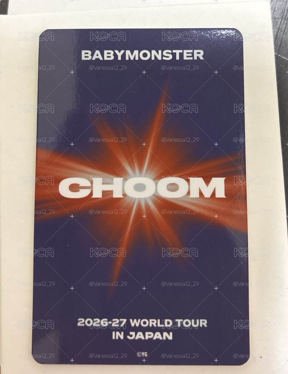 BABYMONSTER （CHIQUITA） 的官方小卡， 世巡 [춤(CHOOM)] 日本場快閃店隨機卡