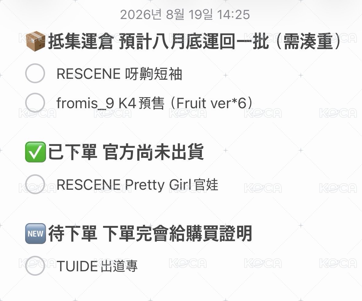 📌預購商品進度