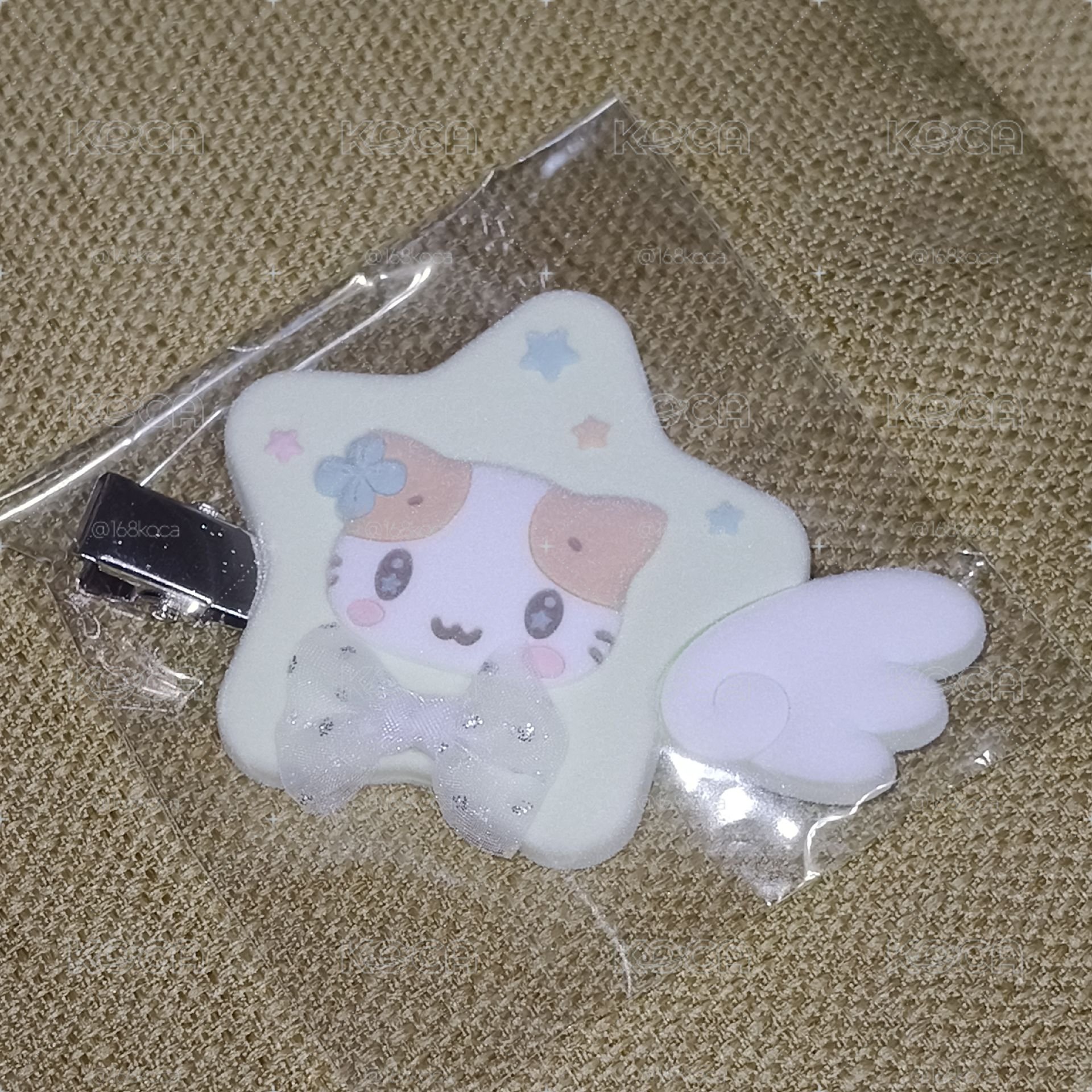 棉花糖貓天使翅膀髮夾 全新
