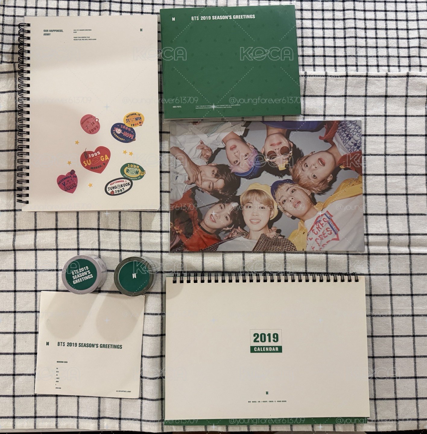 BTS 2019 SG 年曆 隨機寶寶卡其整組售