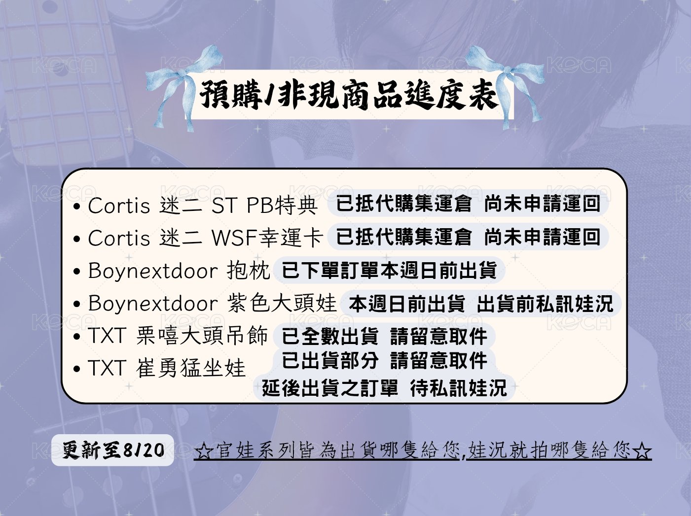 ☘︎ ݁˖預購/非現商品進度