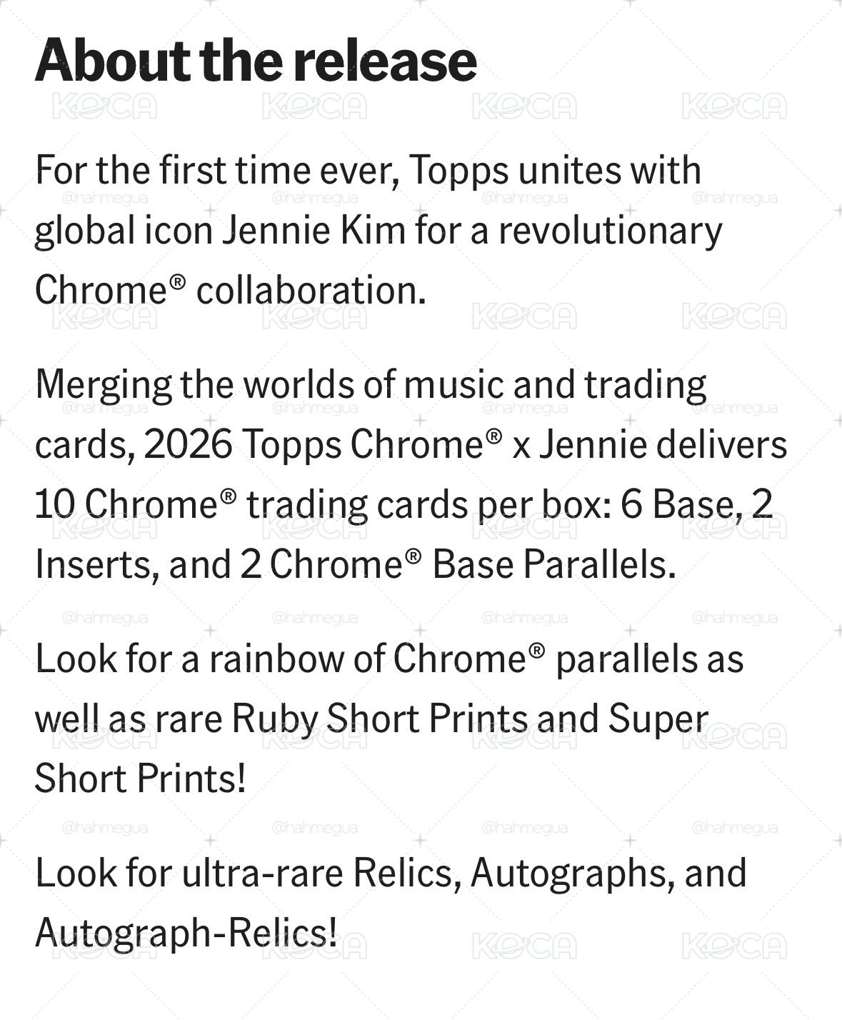 Topps Chrome Jennie 全新未拆