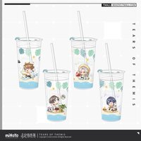 夏日系列 Q版雙層玻璃吸管杯