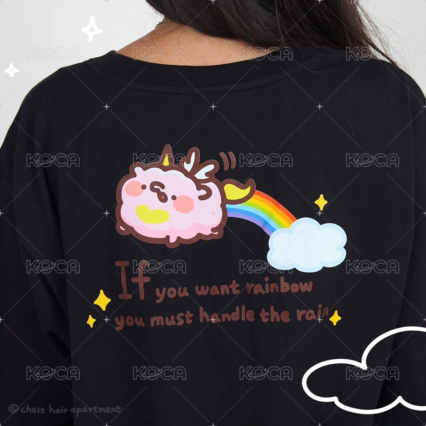 彩虹獨角獸捲捲刺繡T