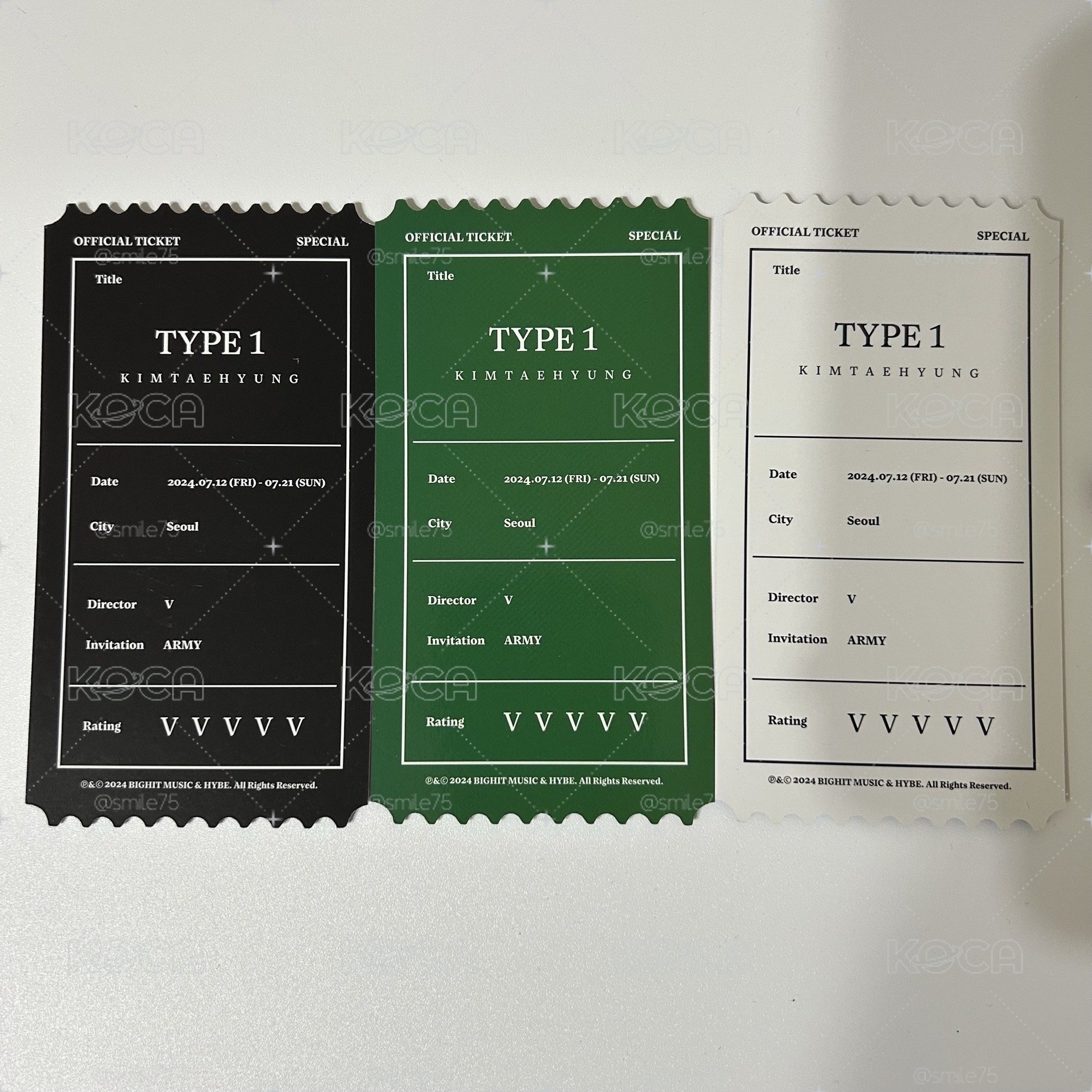 BTS 防彈少年團 金泰亨 V TYPE1 寫真 首爾展覽 滿額票根 特典