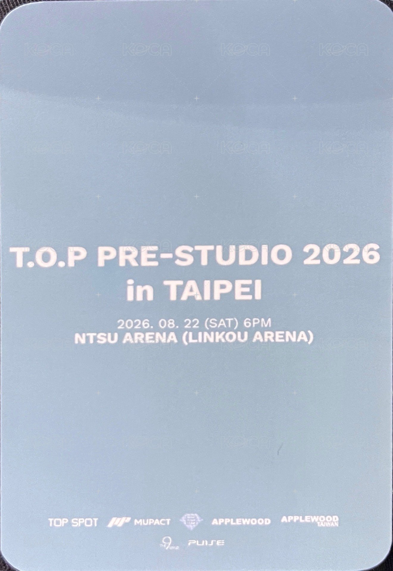 T.O.P PRE-STUDIO 2026 台北場ver.2 入場卡 / 場限卡  背面