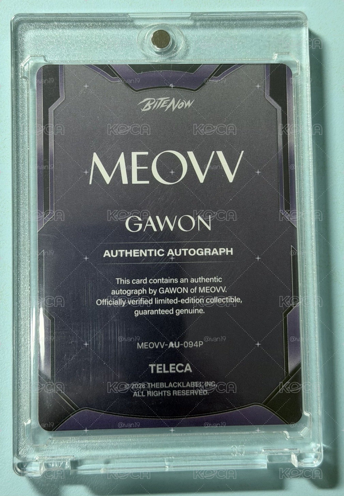 TELECA 簽名卡   GAWON 親簽限量卡/50