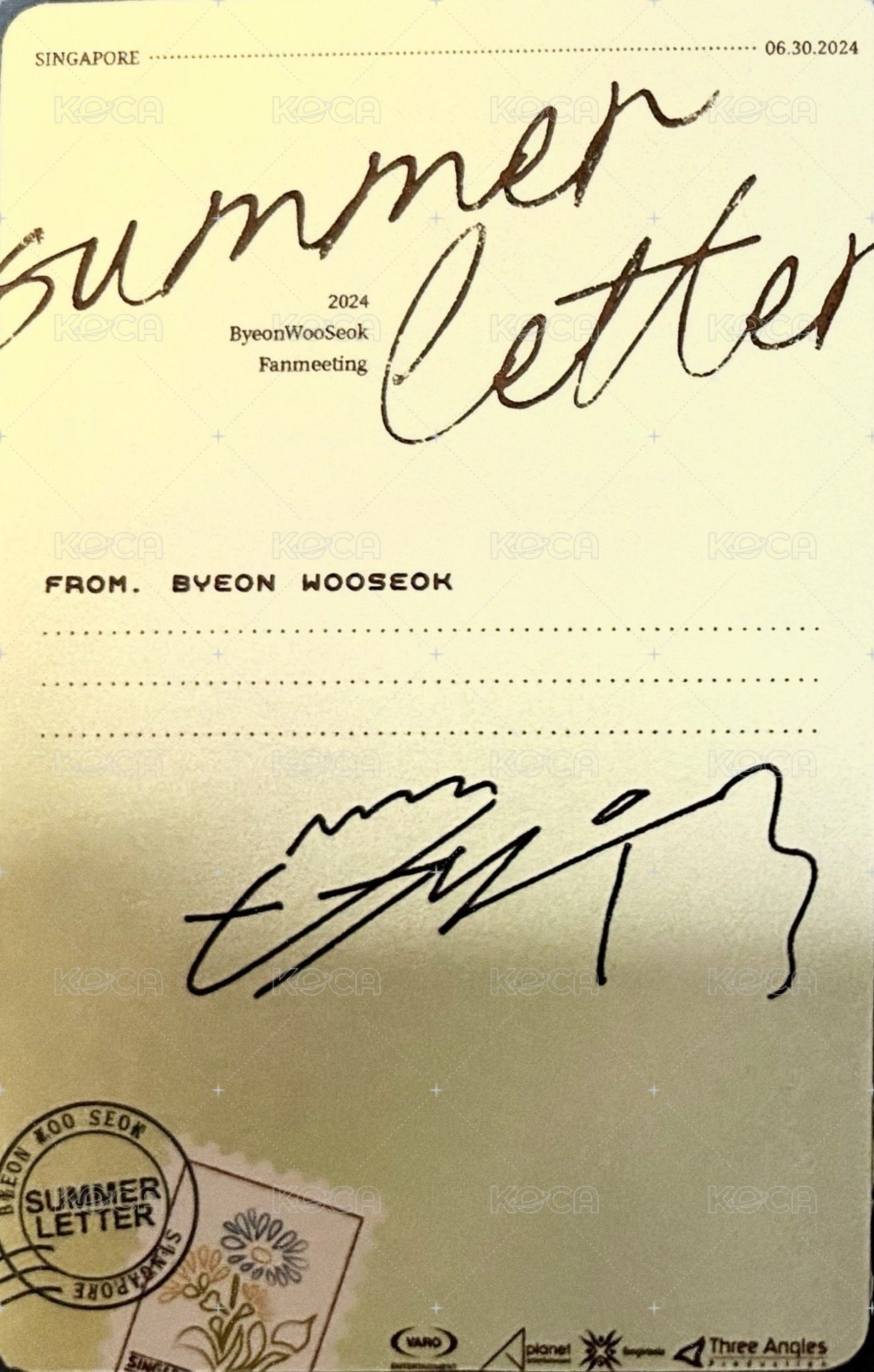 Summer Letter 新加坡 Entry card / venue-limited card  Back