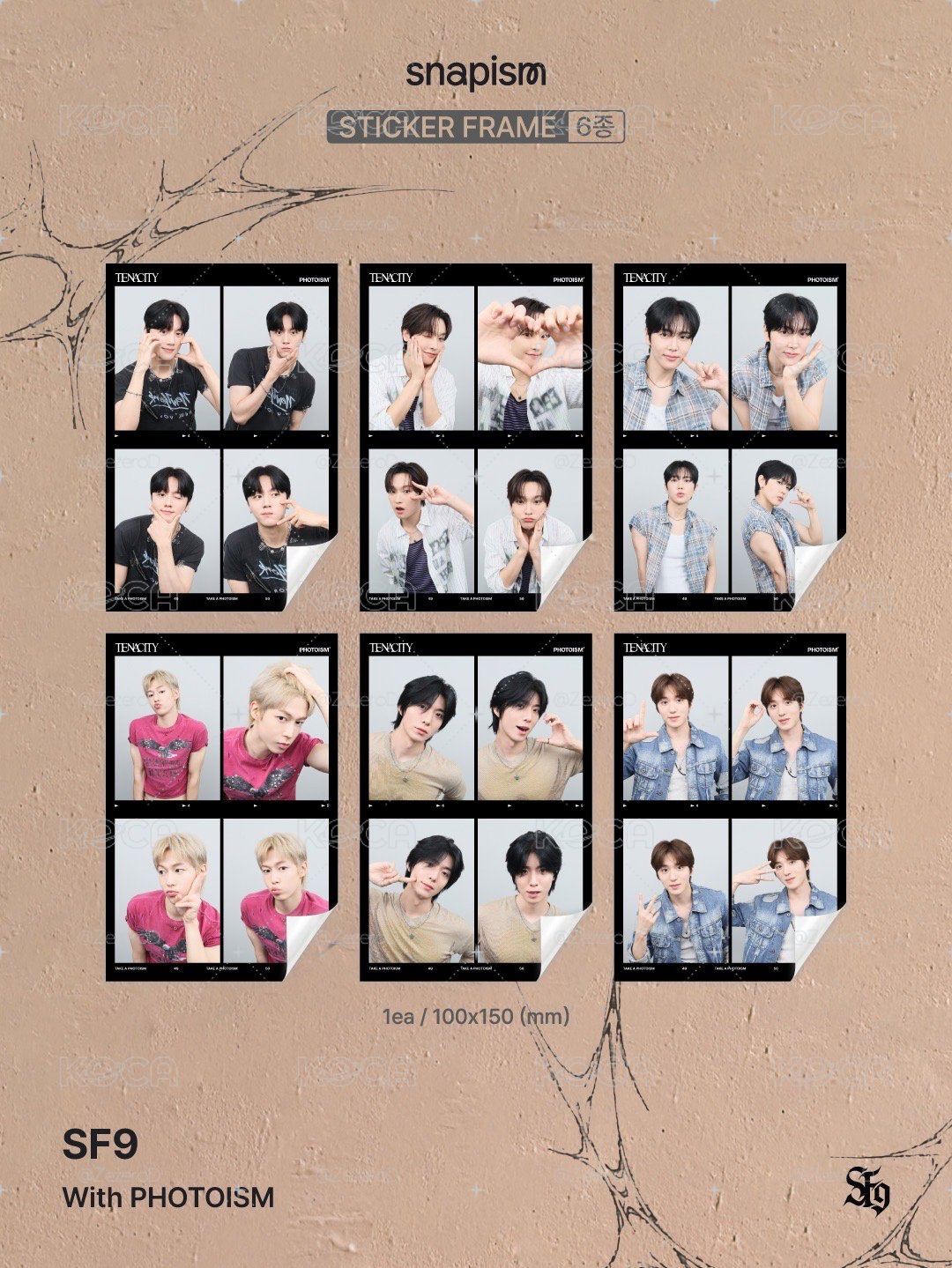 SF9 TENACITY X snapism X photoism 人生四格卡 貼紙 代印 1組兩張