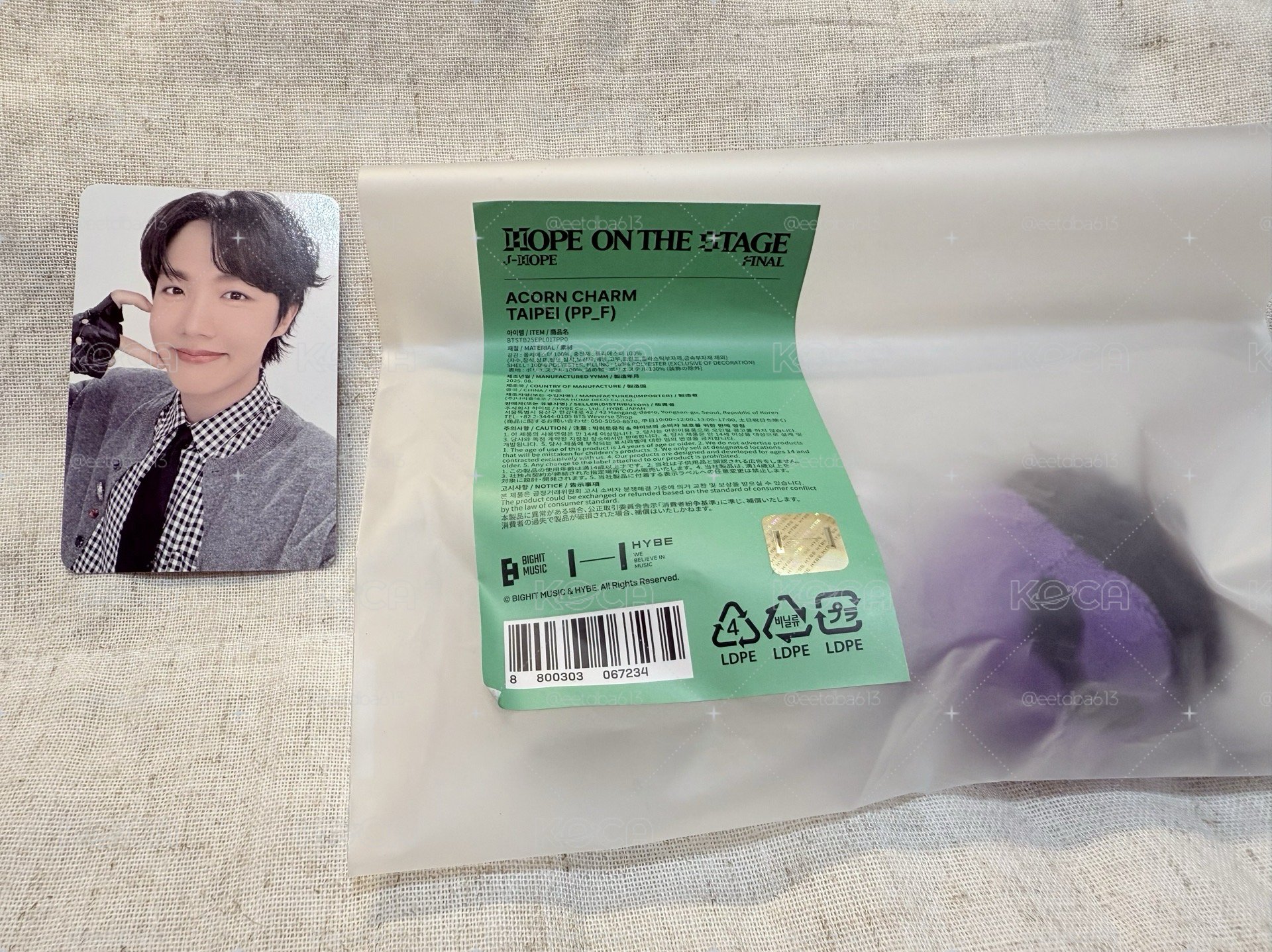 J-HOPE 號錫HOTS台北場 粽卡+紫色松果