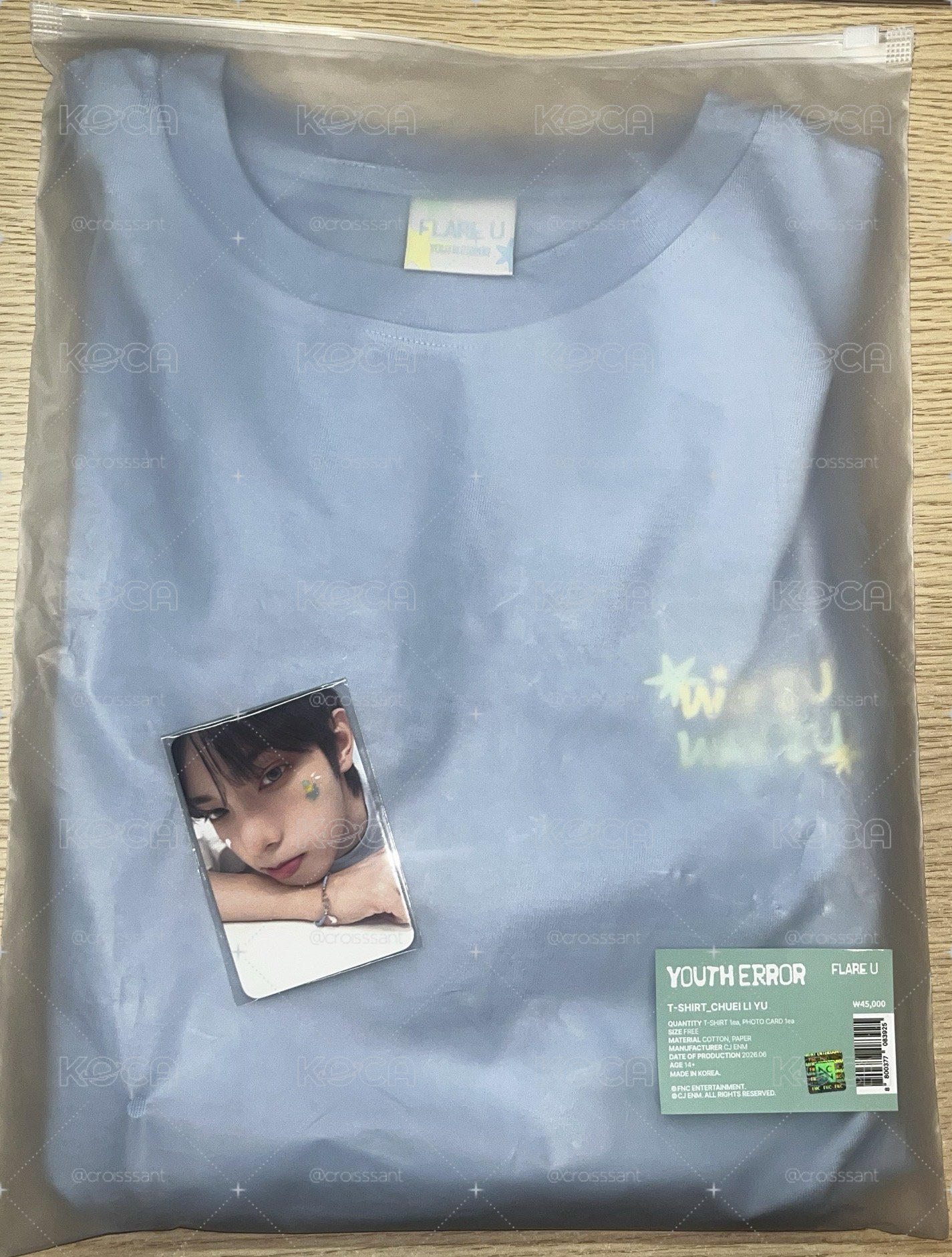 FLARE U YOUTH ERROR官方周邊T-shirt 崔立于（含卡）