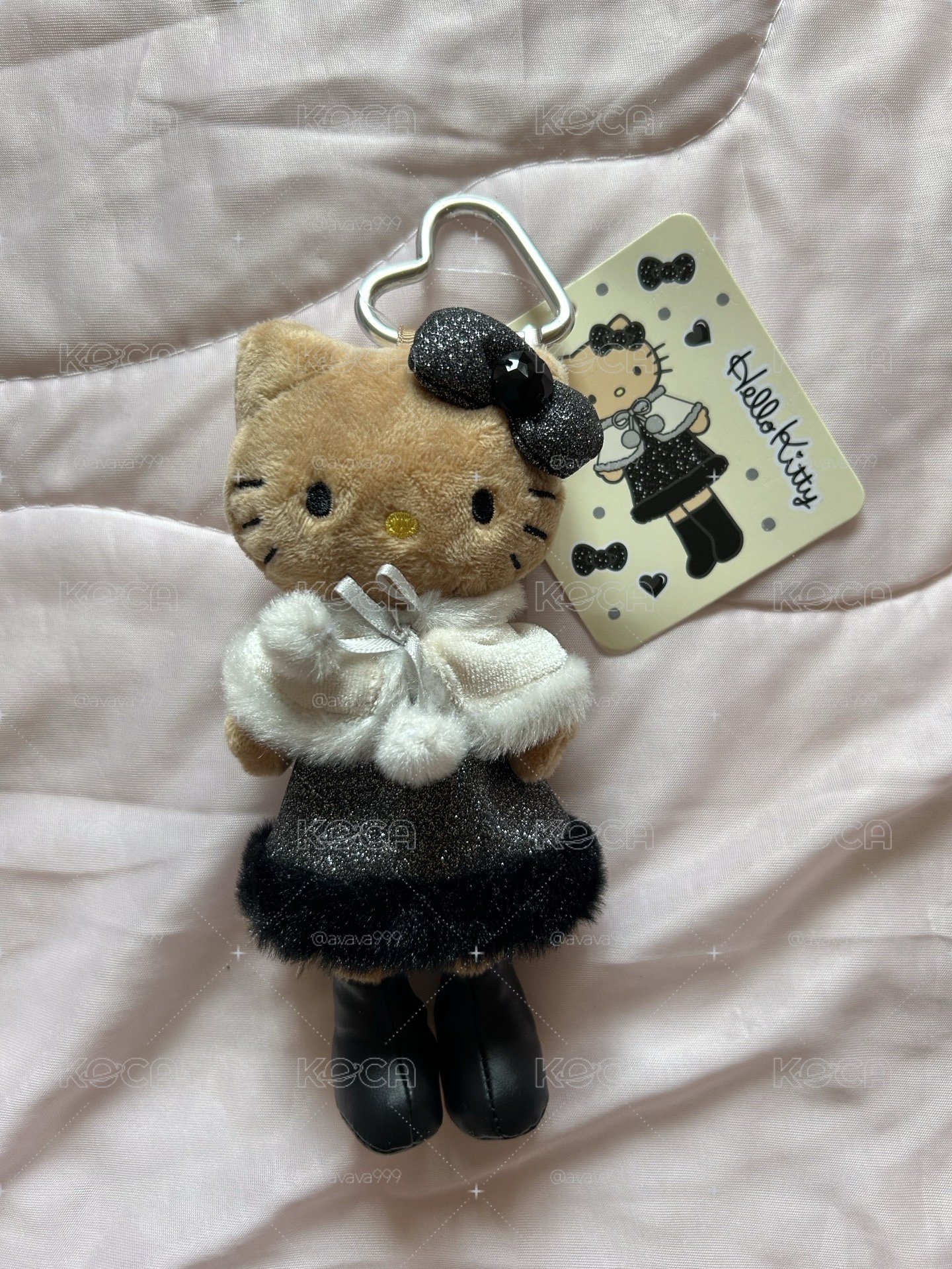 長腿凱蒂 黑皮 全新 吊飾 hello kitty