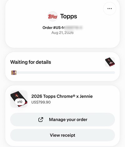 Blackpink Jennie 官方 2026 Topps Chorm 小卡