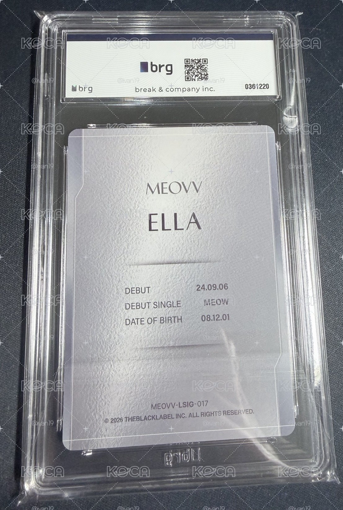 TELECA ELLA簽名卡 印簽限量卡       19/99 BRG鑑定限量盒拆出  