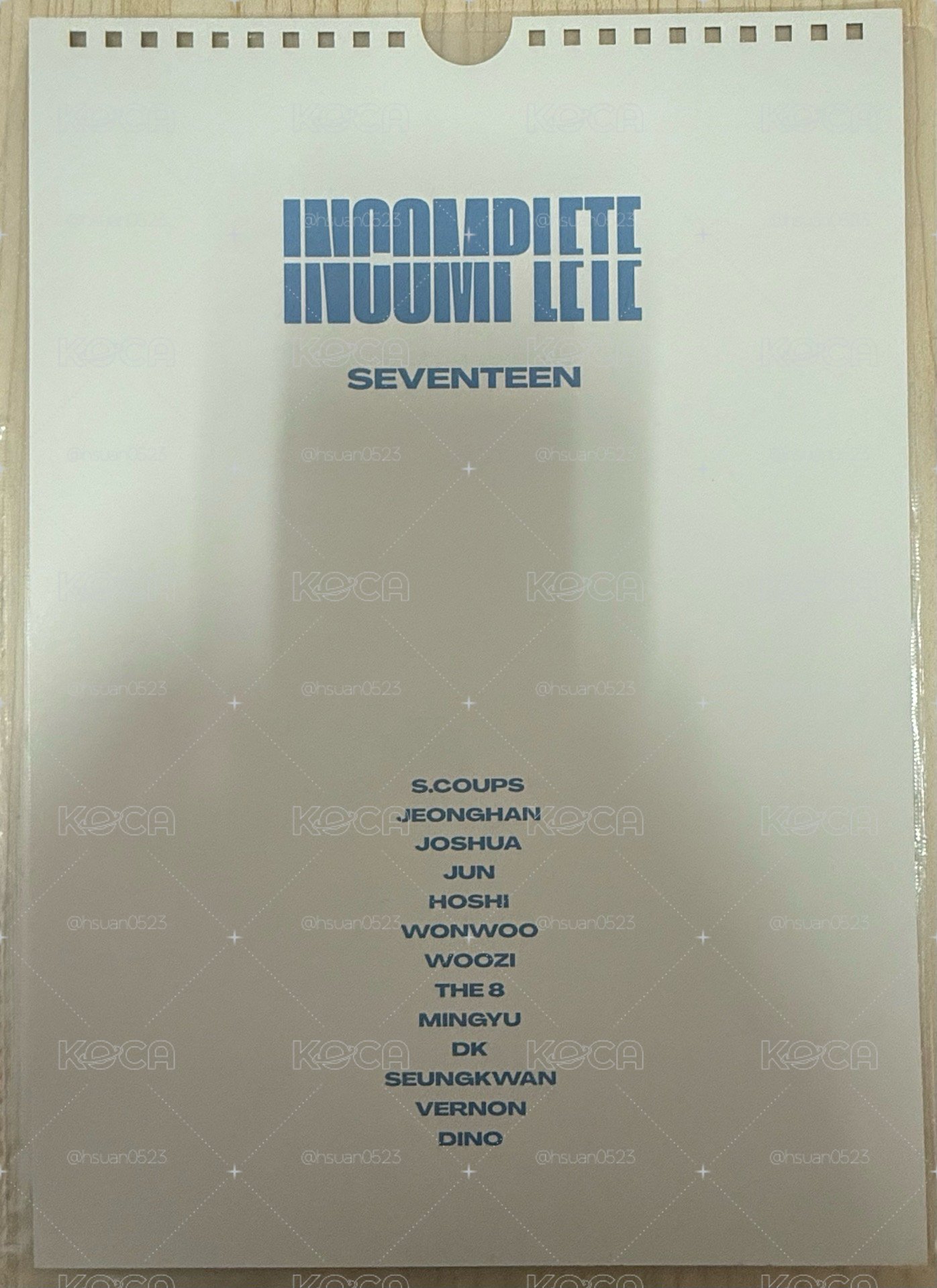 INCOMPLETE 掛曆海報 圓佑內頁