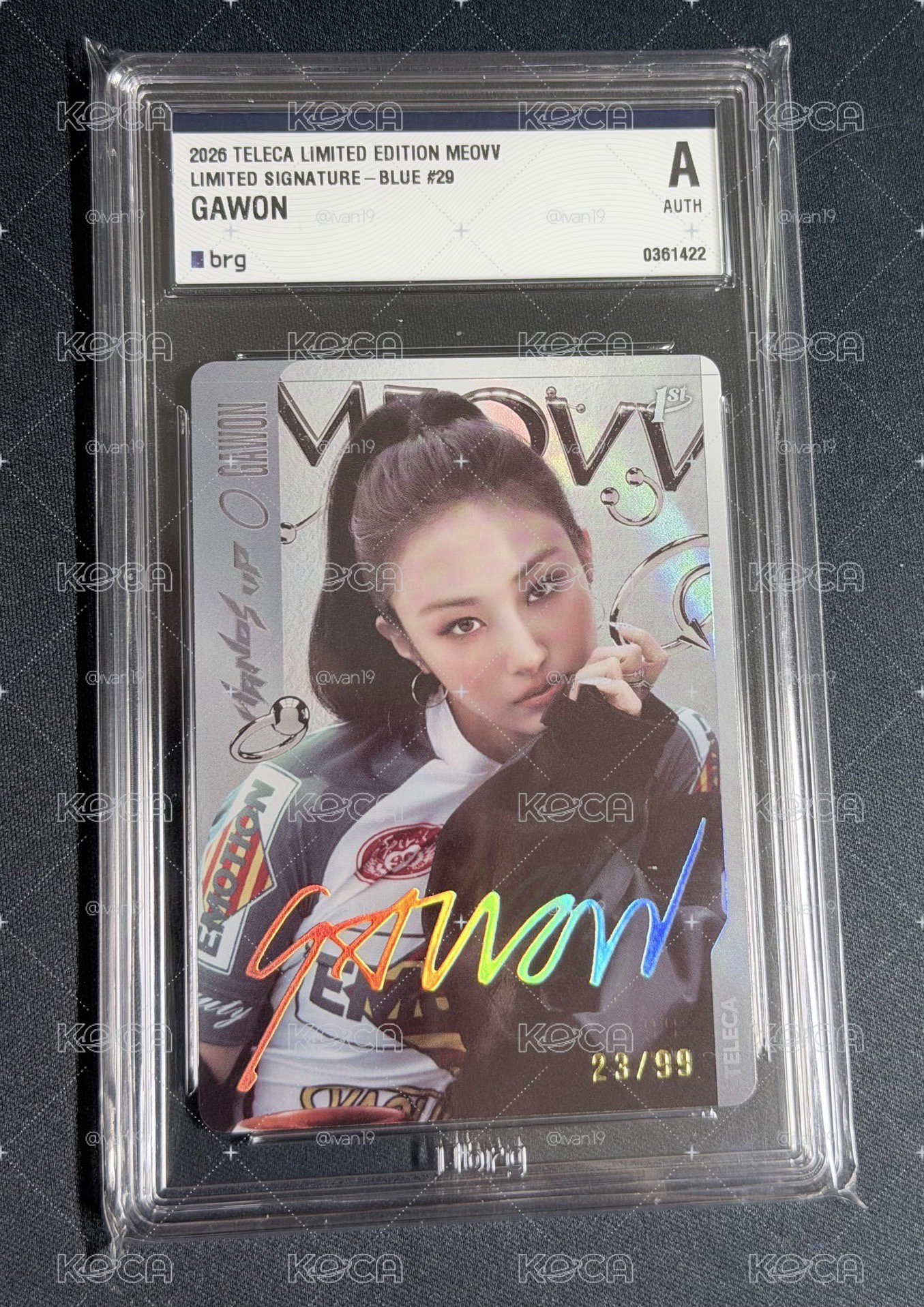 TELECA 簽名卡 印簽限量卡 GAWON 23/99 BRG鑑定限量盒拆出  