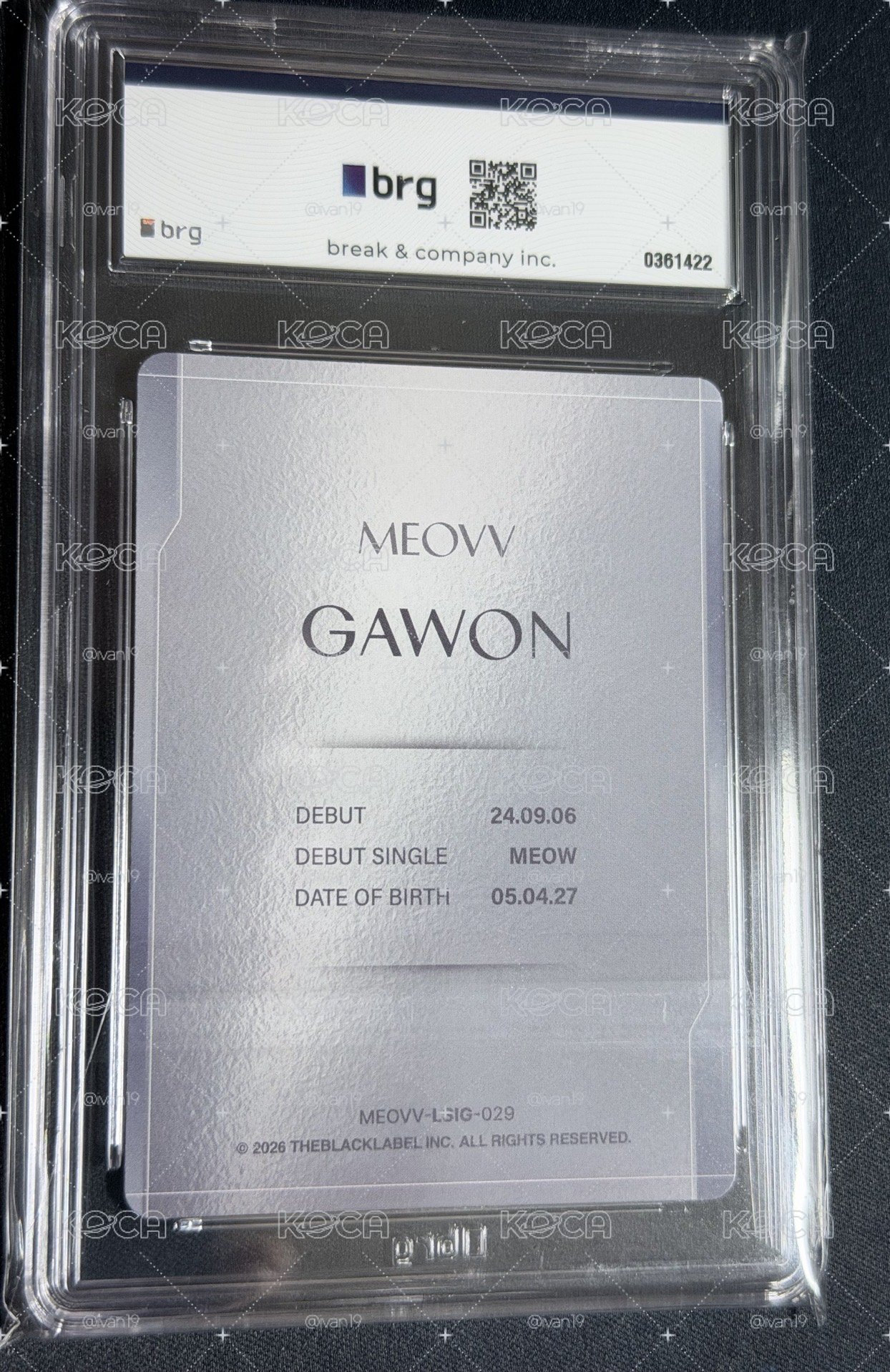 TELECA 簽名卡 印簽限量卡 GAWON 23/99 BRG鑑定限量盒拆出  