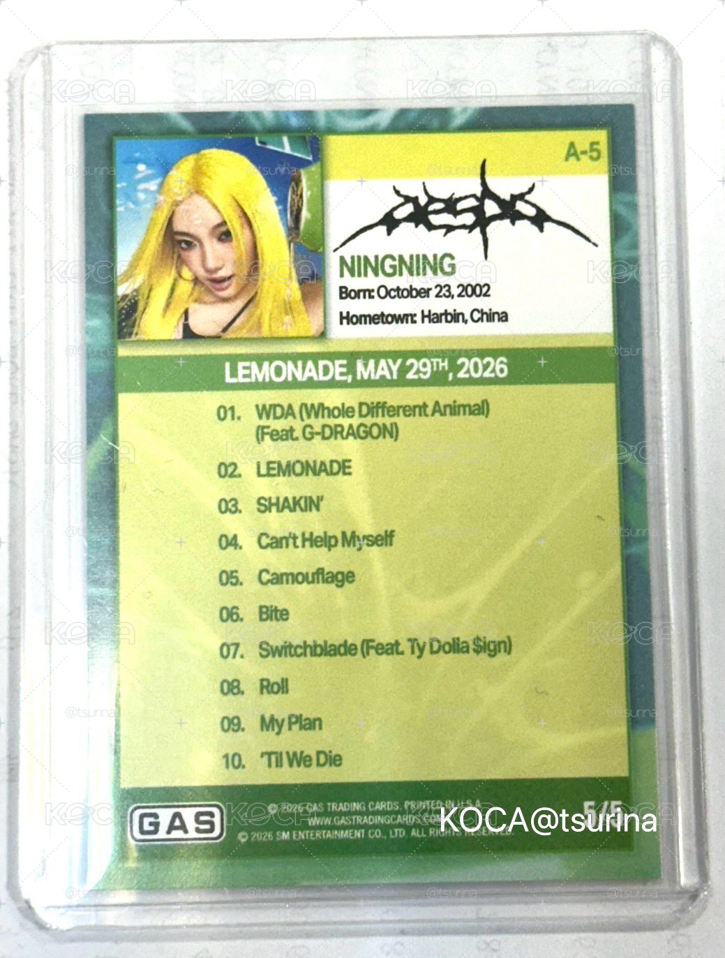 aespa NINGNING GAS 5/5 限量五張紅框簽名卡