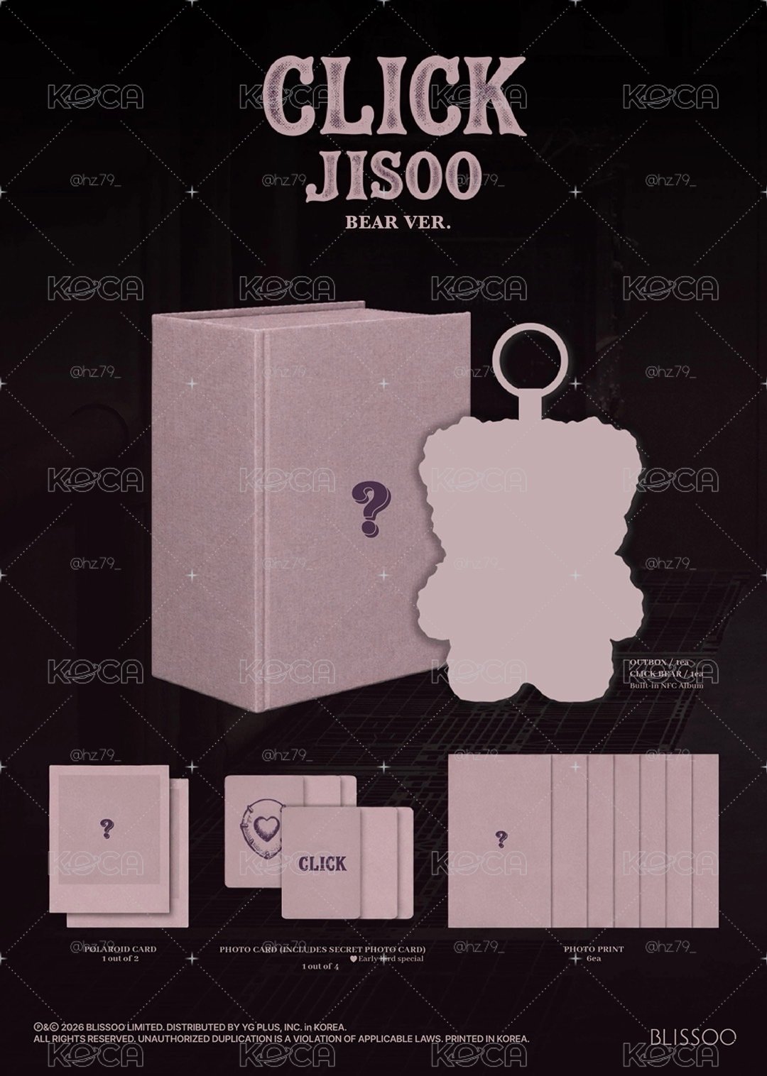 預購 - Jisoo 《CLICK》(BEAR VER.) 限定版粉色包裝 