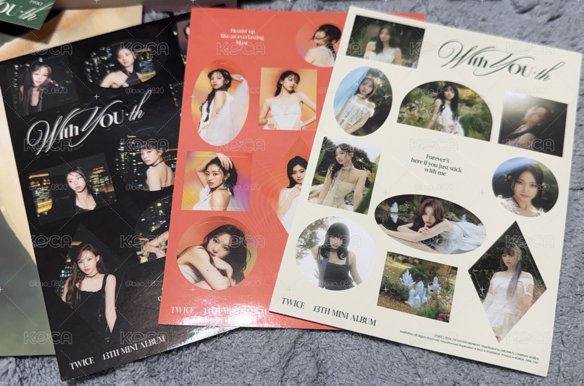 TWICE 迷13 黑版&橘版 3版三格小卡&貼紙 透卡是momo 多賢 定延 