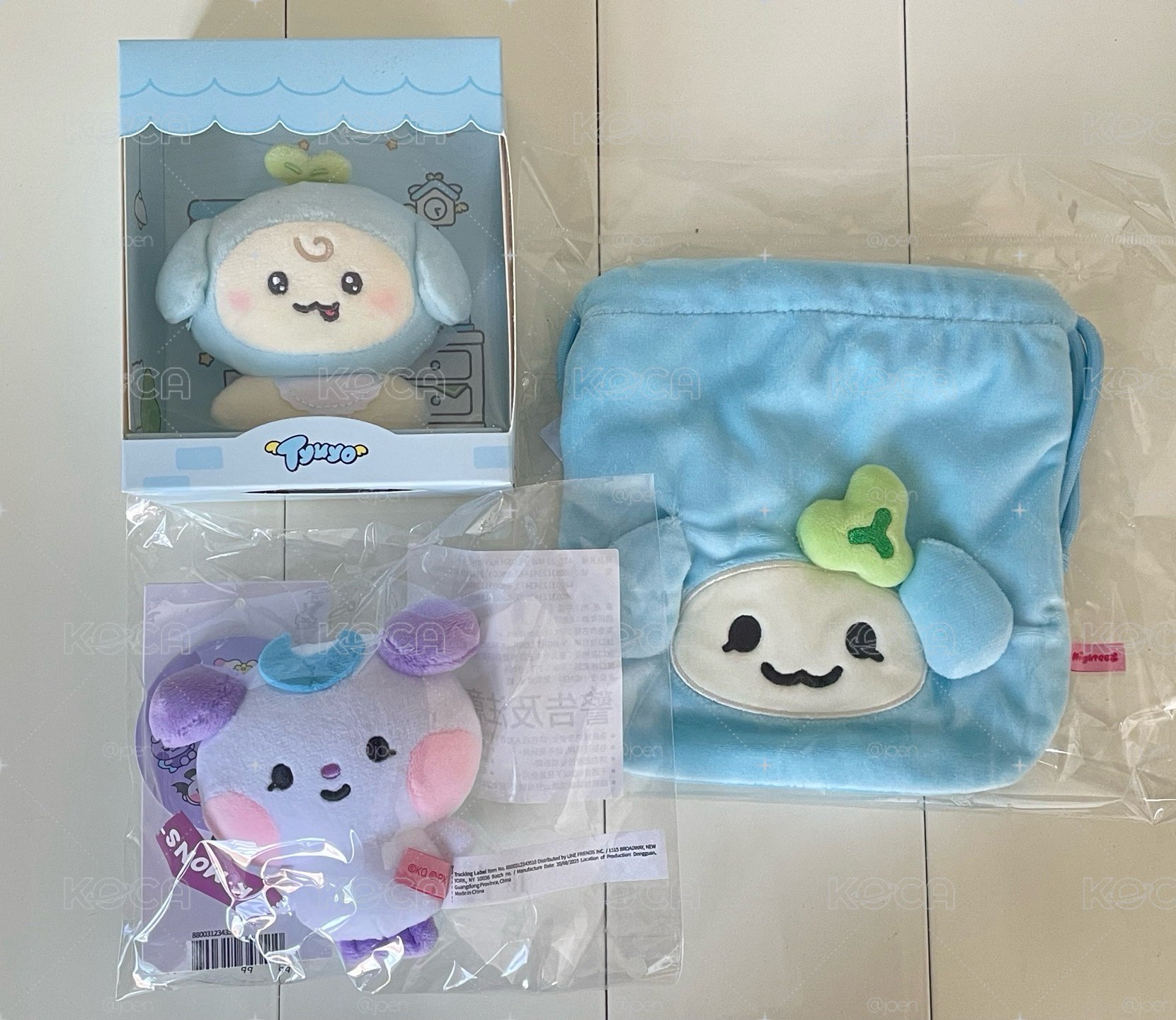 mighteez 凸喲口水巾娃、束口袋+鍾喲豆豆眼娃