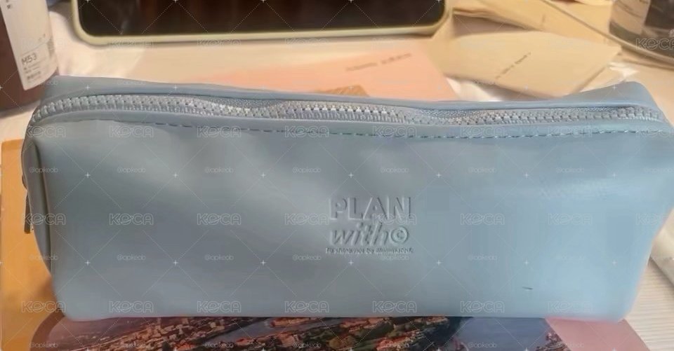 藍色皮質鉛筆盒