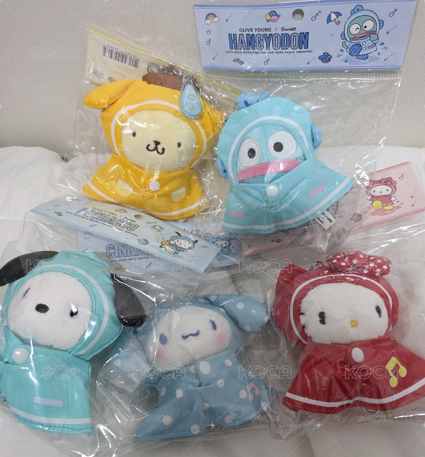 sanrio x olive young 三麗鷗雨衣吊飾 娃娃