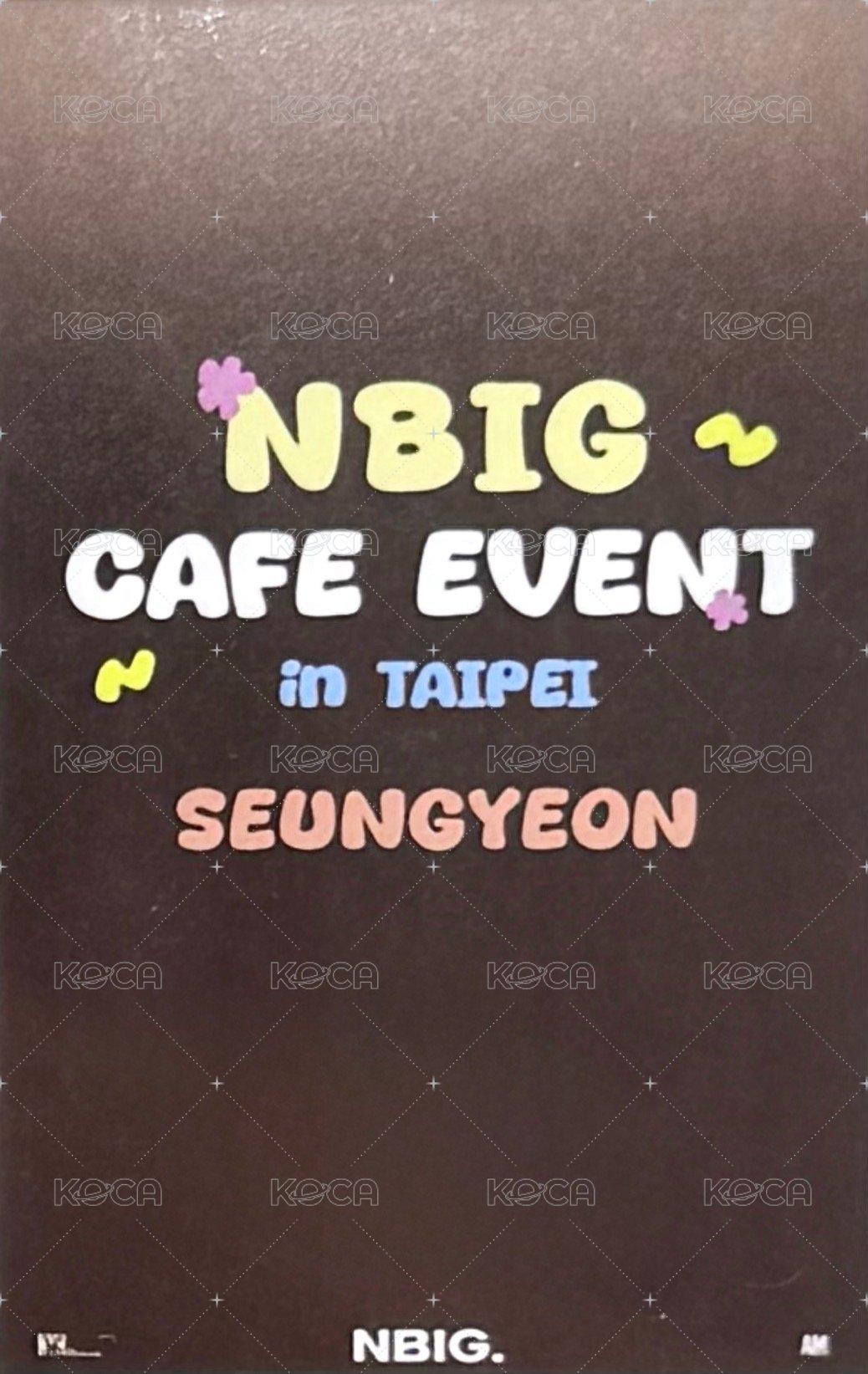 一日咖啡 NBIG CAFE EVENT in TAIPEI 入場卡 / 場限卡  背面