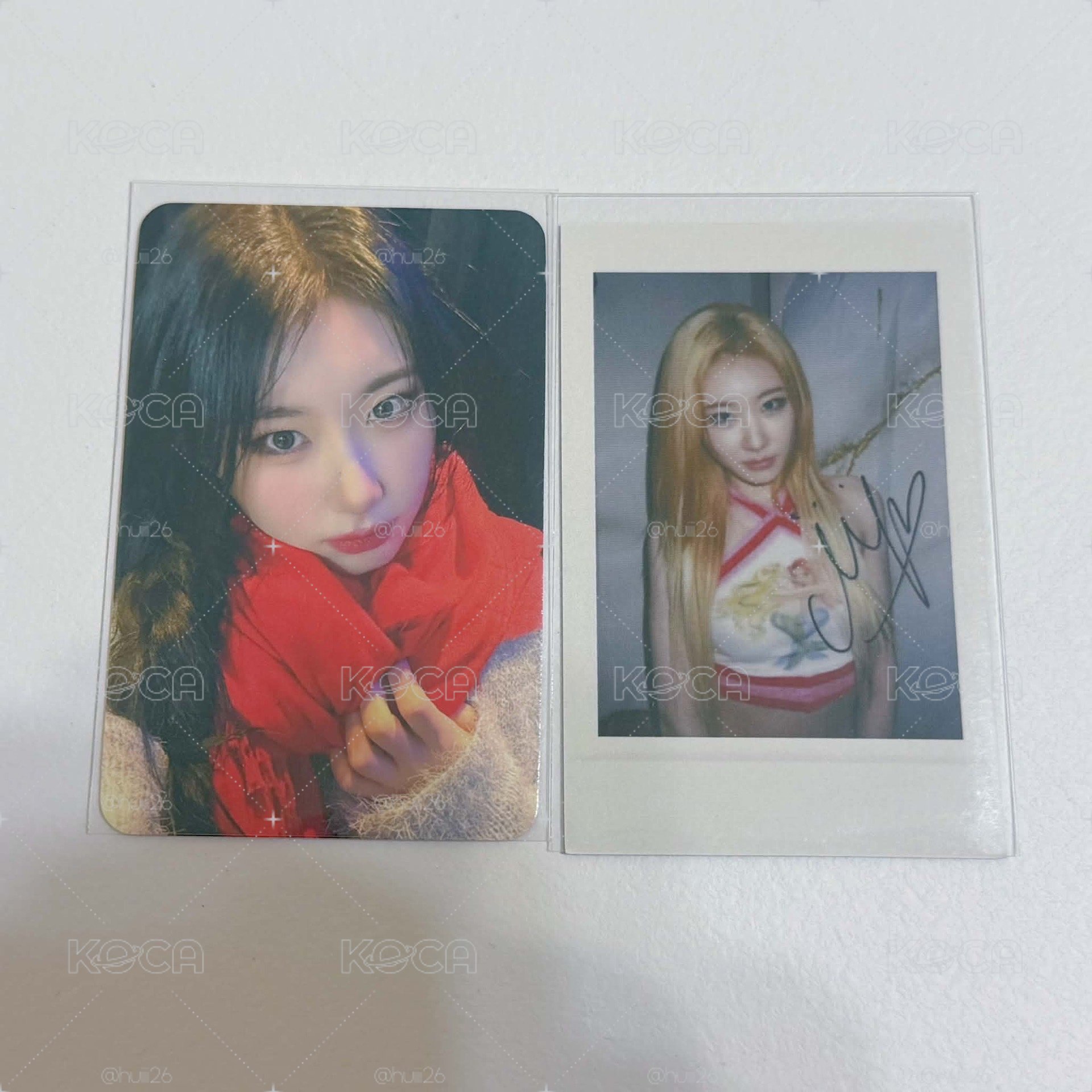 李彩領紅圍巾中文卡背+金髮帶簽拍立得