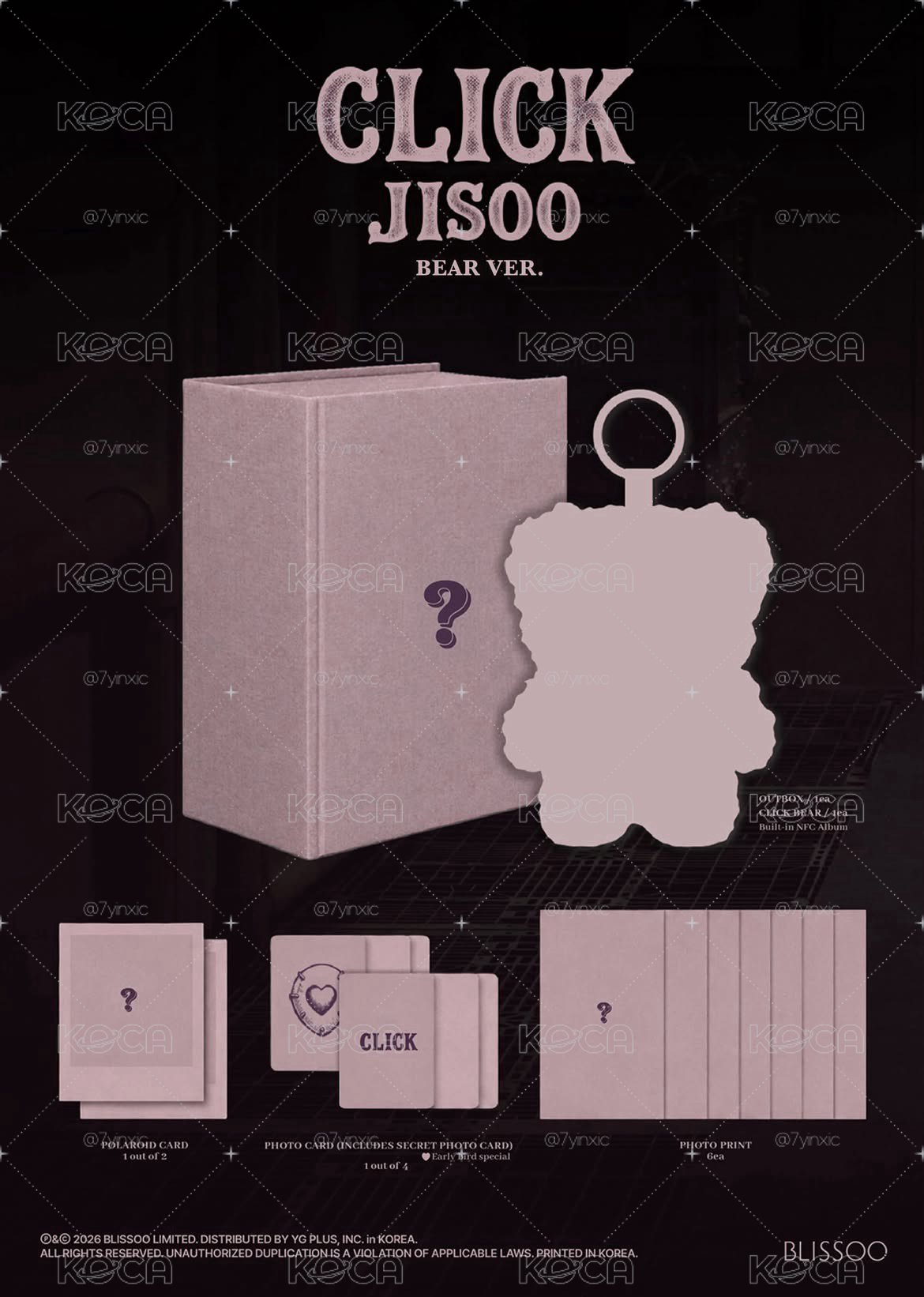 Jisoo 《CLICK》(BEAR VER.) 限定版粉色包裝 