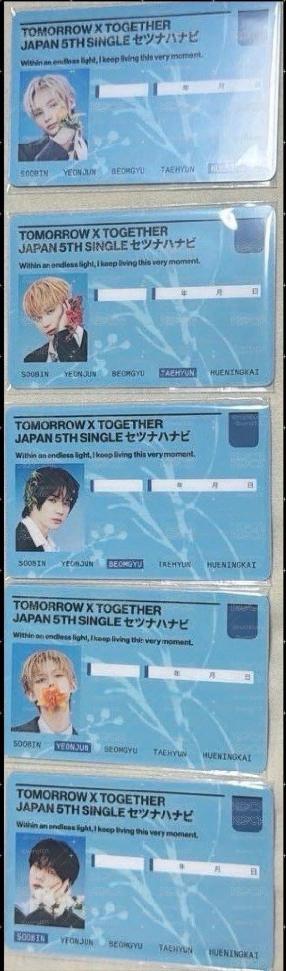 TXT❄️セツナハナビ 單封 專輯卡 一套 
