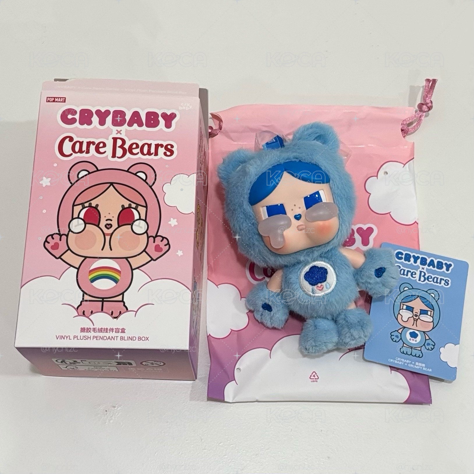 POPMART泡泡瑪特CareBears聯名系列哭娃糖膠毛絨吊飾盲盒