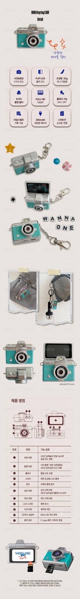 🥣WANNA ONE GO MINI Keyring CAM📷