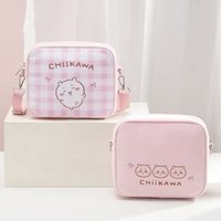 🔅吉伊甜心格紋絨布雙面斜背包