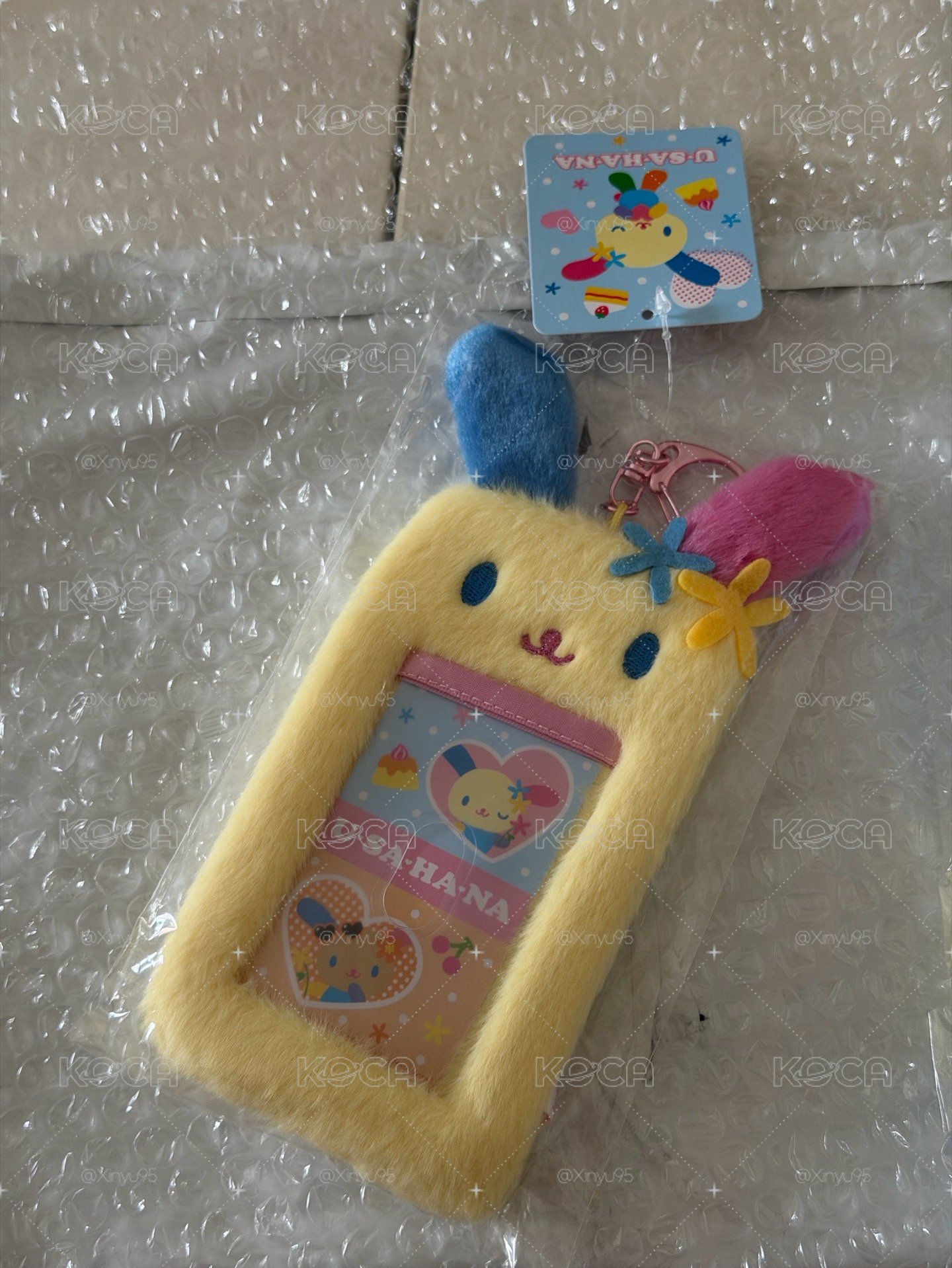 Sanrio 三麗鷗 花小兔 絨毛造型拍立得小卡收納套鑰匙圈