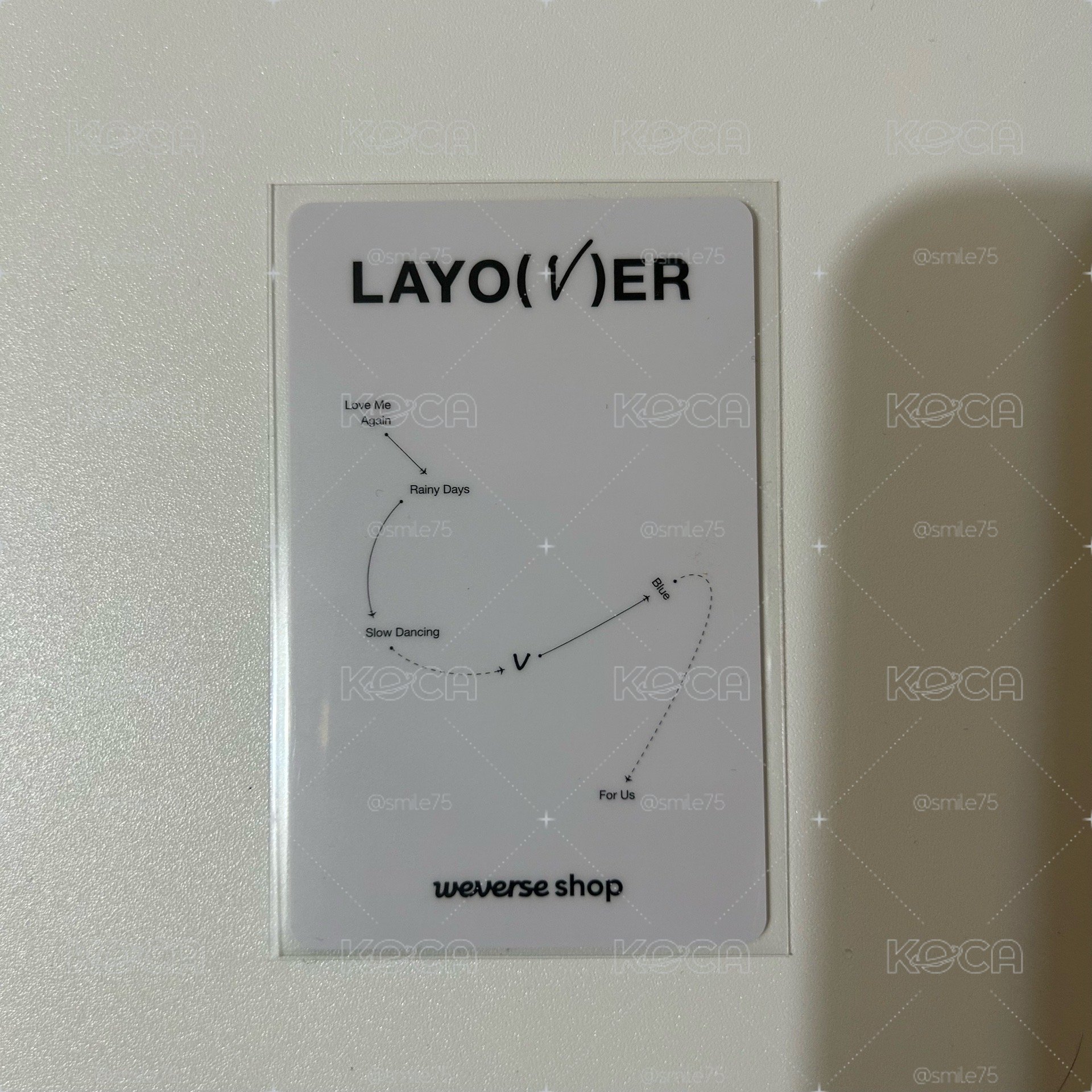 BTS 防彈少年團 金泰亨 V 白衣泰 Layover 首週特典 小卡