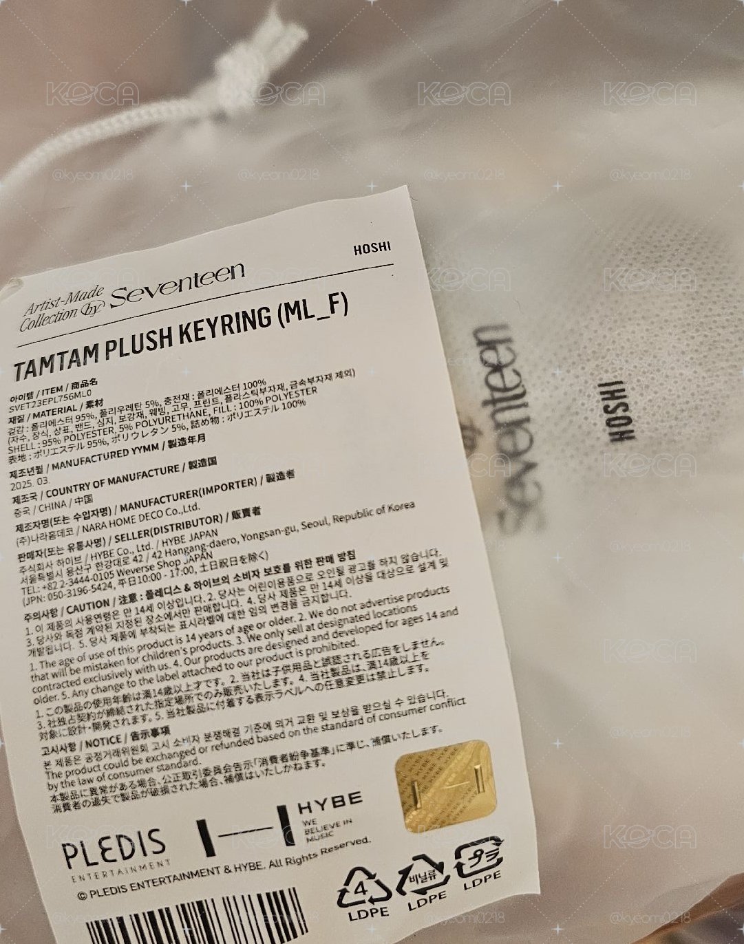 現貨 SEVENTEEN 成員自製 Hoshi TamTam 小眈眈