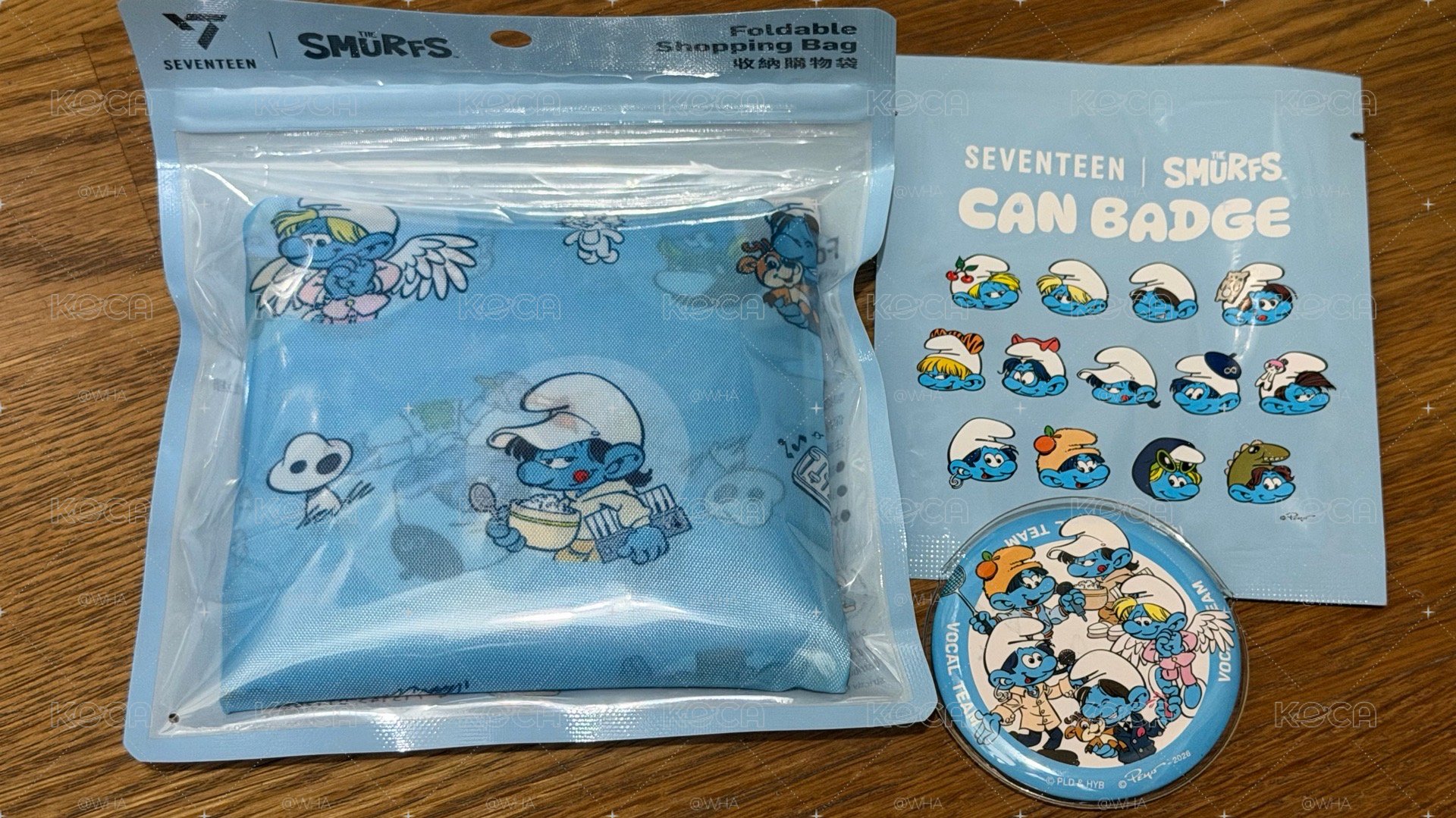 SVT X 藍色小精靈購物袋+主唱隊徽章