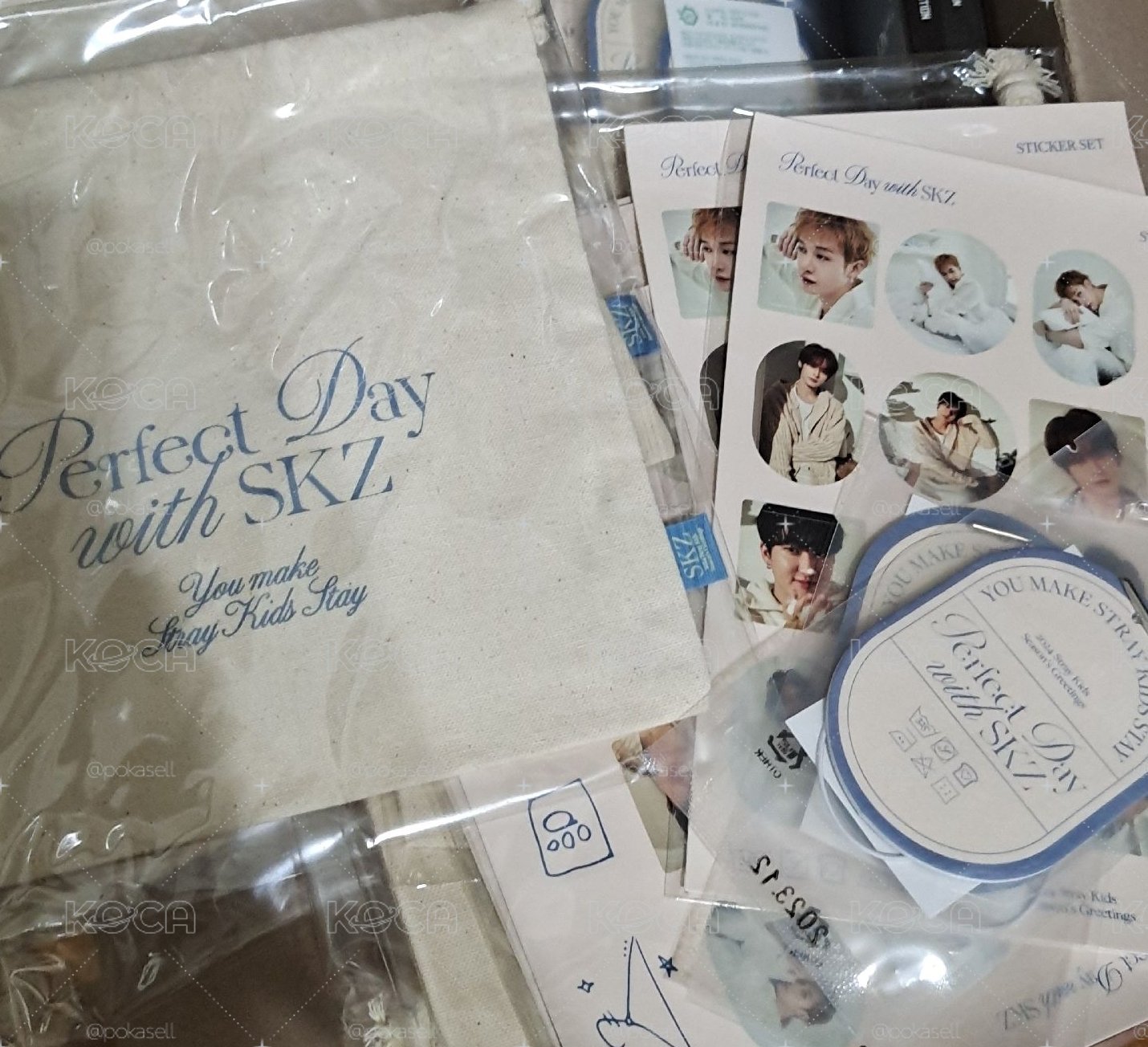 綁物 全新 skz 年曆組內的收納袋加香氛紙加貼紙組