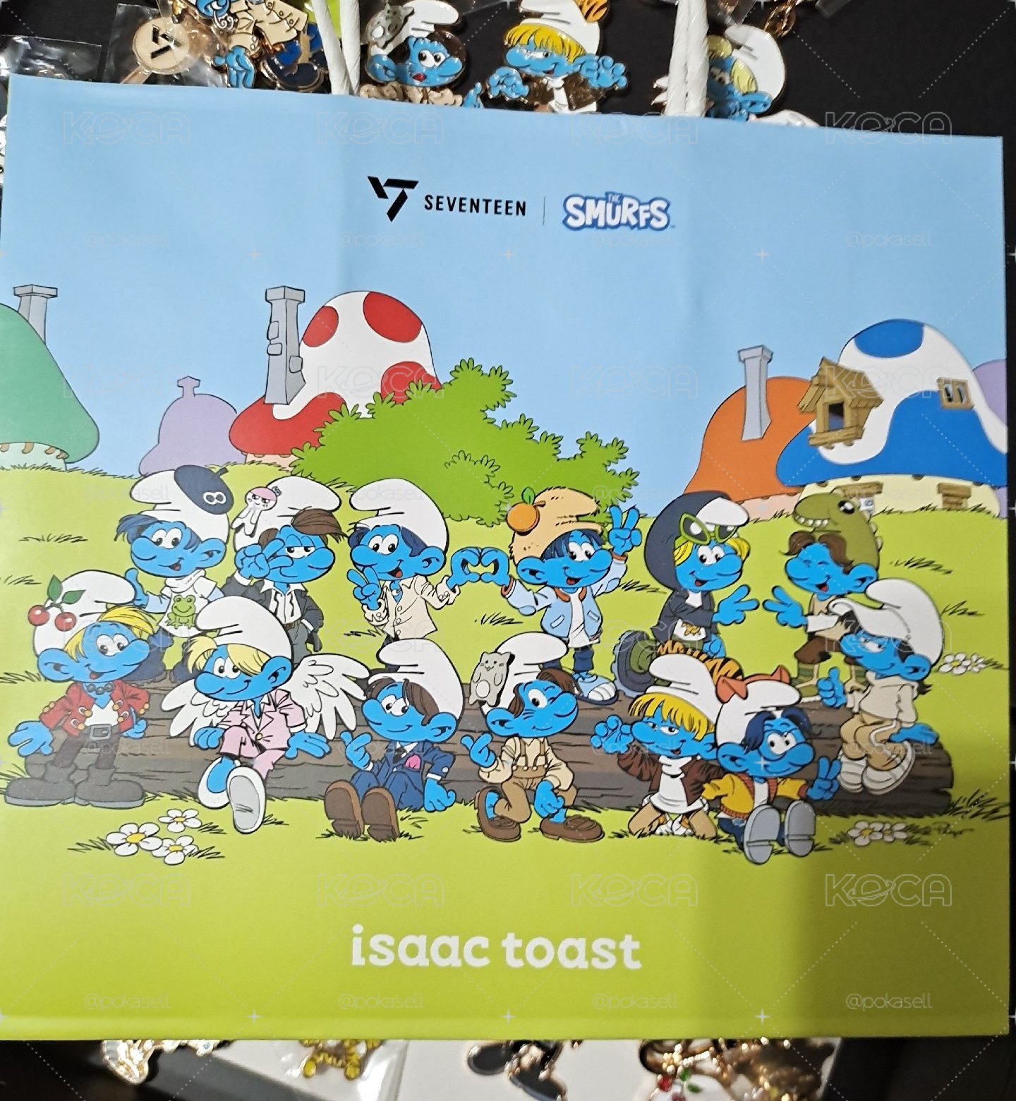 svt isaac 吐司聯名鑰匙圈 藍色小精靈 附紙袋和包裝袋
