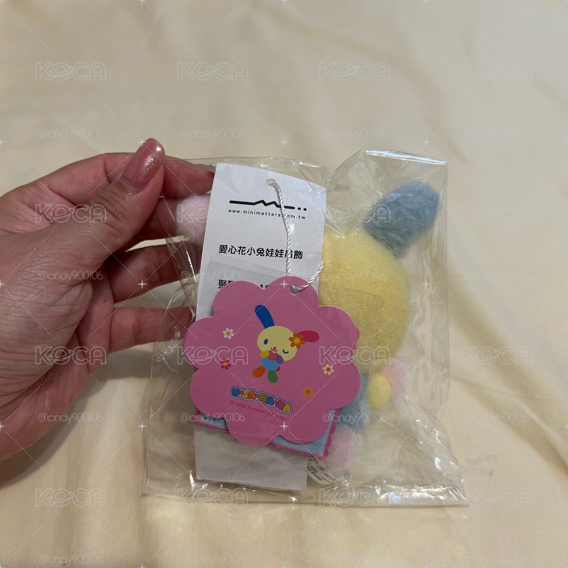 mini matters愛心花小兔娃娃吊飾