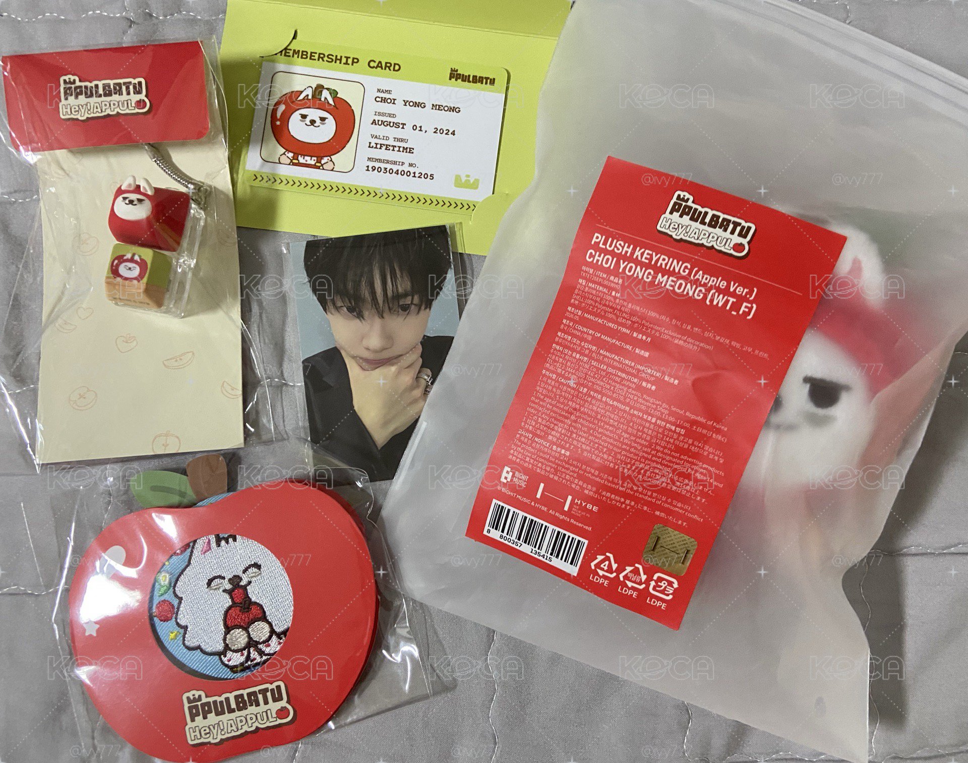 TXT 勇猛、黃春、栗嘻、松喵、亨阿寧會員卡、蘋果娃、壓力球、鍵帽，現貨在韓