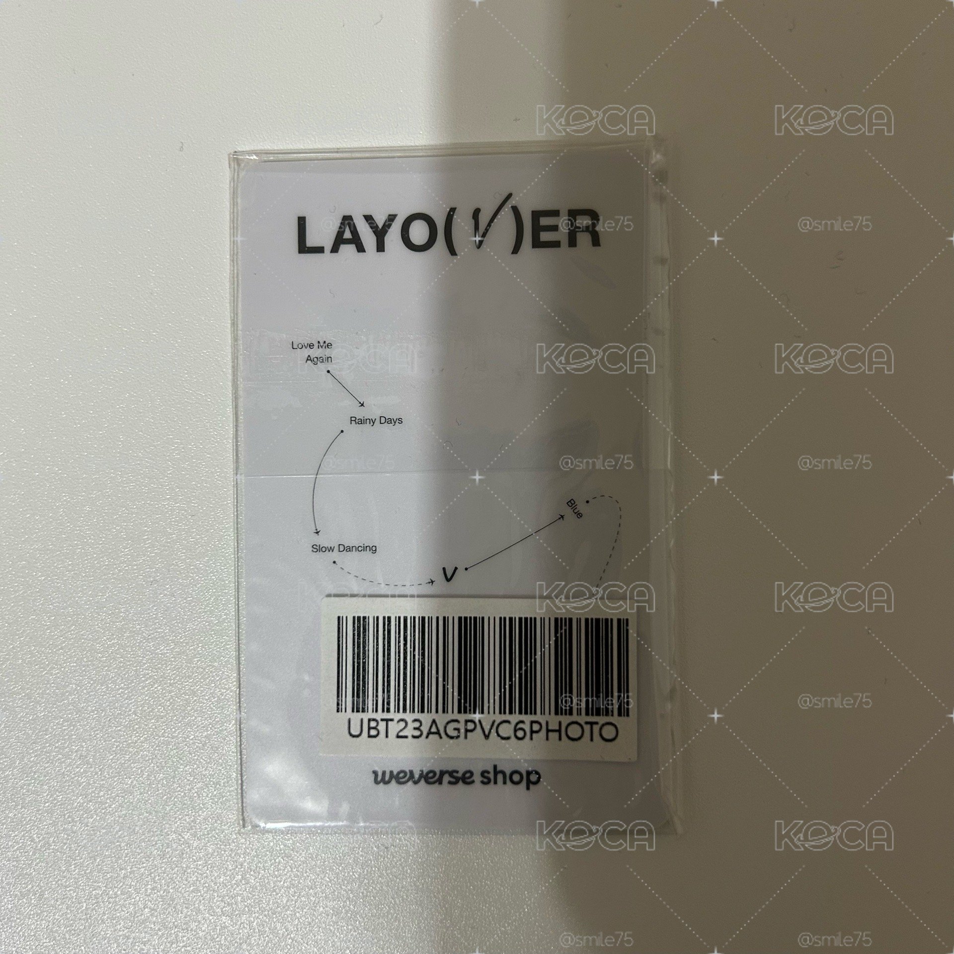 BTS 防彈少年團 金泰亨 V 白衣泰 layover WVS 首週 特典 小卡