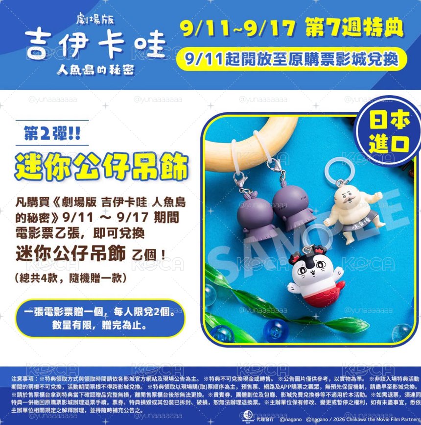 吉伊卡哇 人魚島的秘密 第7週特典 日本進口迷你公仔吊飾 確認款 賽蓮