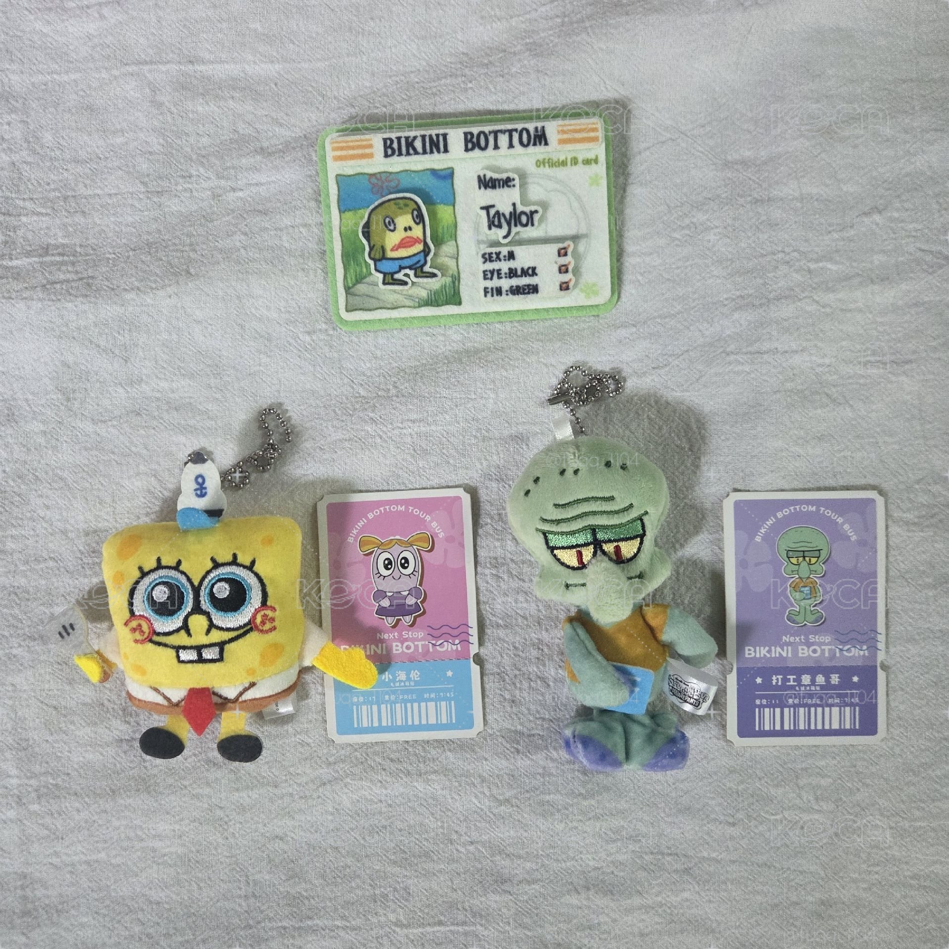 海綿寶寶 比奇堡一日遊 毛絨貼貼 珊迪 打工章魚哥 磁鐵娃娃吊飾 小海倫
