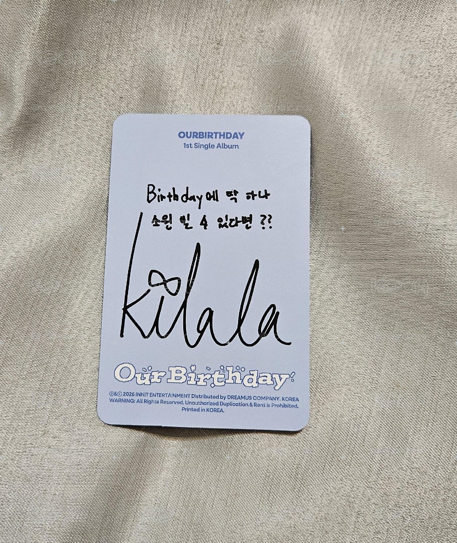 Our Birthday PHOTOBOOK VER. 專輯 WELCOME VER.，Kilala 專卡，近全新 無瑕