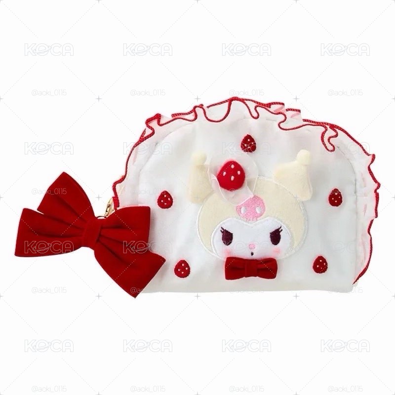 【三麗鷗】2024白草莓期間限定✨草莓蛋糕系列🍰酷洛米 荷葉邊拉鍊化妝包