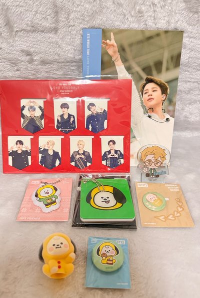 【絕版珍藏】BTS Jimin 智旻 官方週邊小盤（立牌+手帳+CHIMMY 吊飾/徽章組合）