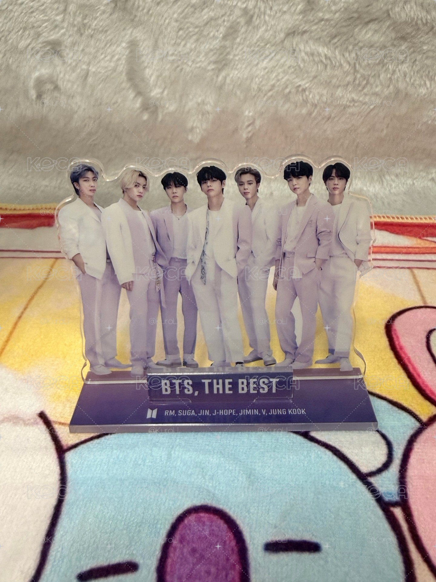 【絕版珍藏】BTS RM 官方週邊小盤（BT21 大毛巾+KOYA 洗衣袋+THE BEST 微瑕人形立牌）