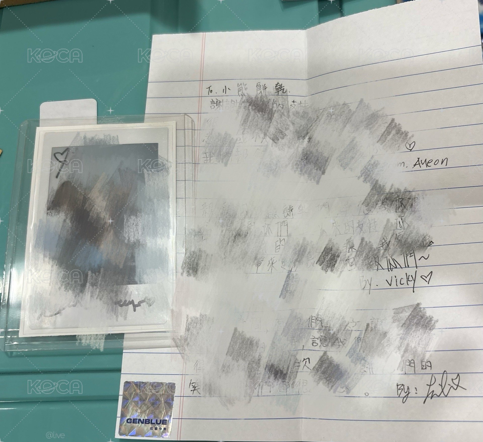 毓V勇三人拍立得+手寫信